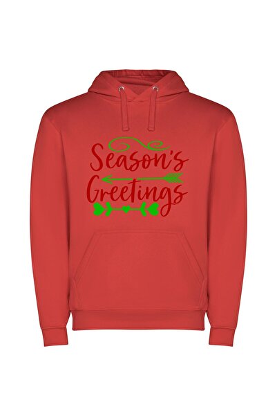 iLovePrints Festive 2015 Greetings Φούτερ με κουκούλα σε χρώμα Κόκκινο