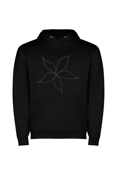 iLovePrints Monochrome Blossom Sketch Φούτερ με κουκούλα σε χρώμα Μαύρο