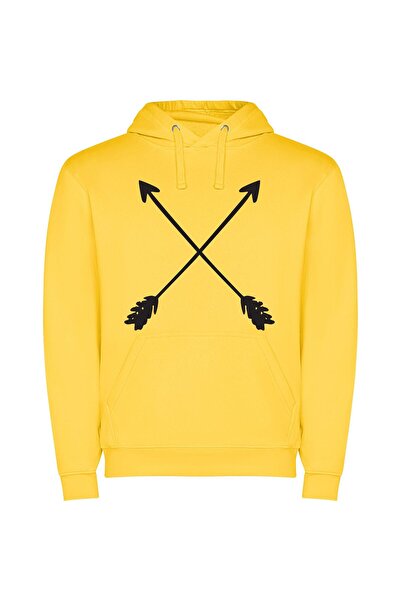iLovePrints Crossed Ornamental Feathered Arrows Φούτερ με κουκούλα σε χρώμα Κ...