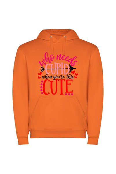 iLovePrints Lovely Adorable Cupid Cuties Φούτερ με κουκούλα σε χρώμα Πορτοκαλί
