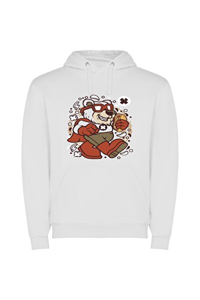 iLovePrints Furry Mascots & Portraits Φούτερ με κουκούλα σε χρώμα Λευκό