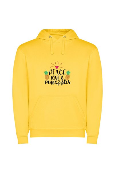 iLovePrints Pineapple Love and Peace Φούτερ με κουκούλα σε χρώμα Κίτρινο
