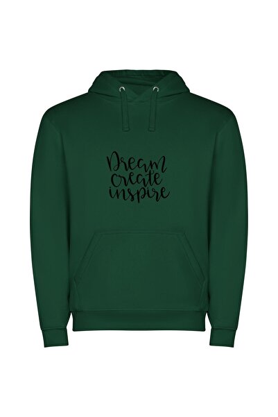 iLovePrints Dream Inspire Create Overcome Φούτερ με κουκούλα σε χρώμα Πράσινο