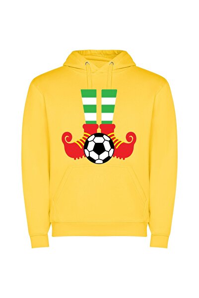 iLovePrints Feet, Ball, Sport Sensation Φούτερ με κουκούλα σε χρώμα Κίτρινο