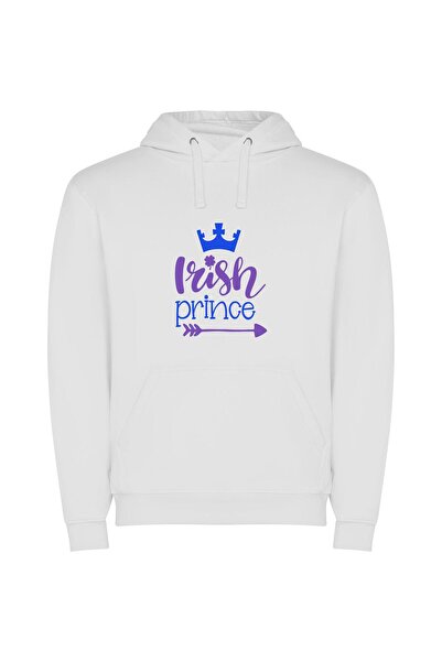 iLovePrints Crowned Irish YouTube Prince Φούτερ με κουκούλα σε χρώμα Λευκό