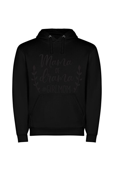 iLovePrints Dramatic Mom: High Drama Φούτερ με κουκούλα σε χρώμα Μαύρο