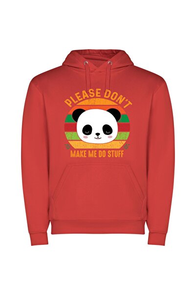 iLovePrints Panda Pleas of Cute Φούτερ με κουκούλα σε χρώμα Κόκκινο