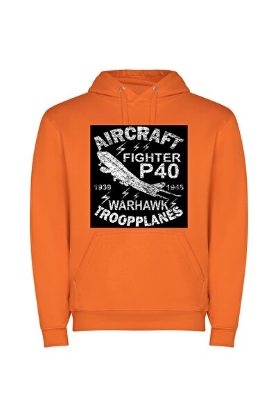 iLovePrints Vintage Jetfighter Pilot Φούτερ με κουκούλα σε χρώμα Πορτοκαλί