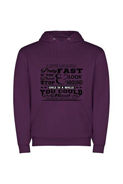 iLovePrints Graphic Monochrome Street Jive Φούτερ με κουκούλα σε χρώμα Μωβ