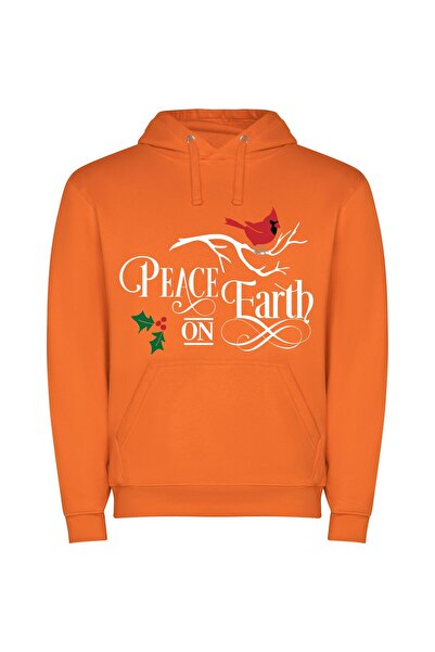 iLovePrints Scarlet Avian Artistry Φούτερ με κουκούλα σε χρώμα Πορτοκαλί