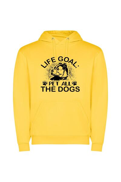 iLovePrints Dogs: The Life Goal Φούτερ με κουκούλα σε χρώμα Κίτρινο