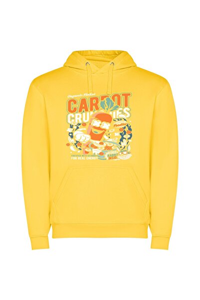 iLovePrints Crisp Carrot Chaos Φούτερ με κουκούλα σε χρώμα Κίτρινο