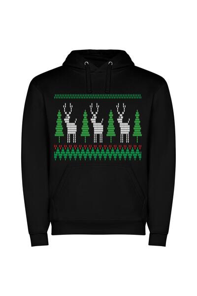iLovePrints Ugly Chic Christmas Sweater Φούτερ με κουκούλα σε χρώμα Μαύρο