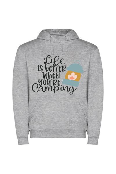 iLovePrints Camp Life Bliss Φούτερ με κουκούλα σε χρώμα Γκρι