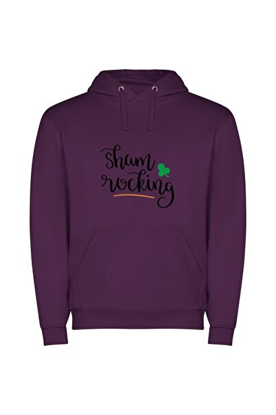 iLovePrints Shamrock Inspired Handwriting Art Φούτερ με κουκούλα σε χρώμα Μωβ