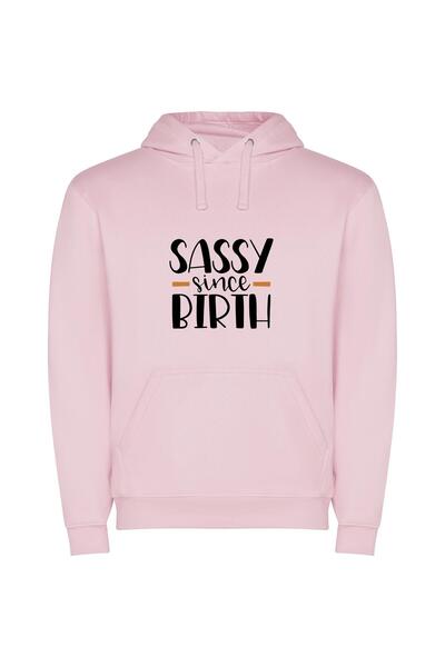 iLovePrints Birthed Sassin' Style Φούτερ με κουκούλα σε χρώμα Ροζ