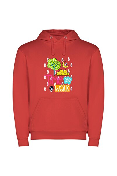 iLovePrints Strolling to Success: 5K Walk Φούτερ με κουκούλα σε χρώμα Κόκκινο