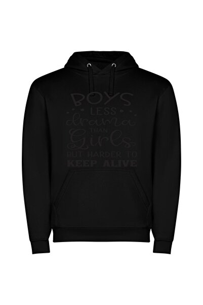 iLovePrints Drama & Survival: Boys Φούτερ με κουκούλα σε χρώμα Μαύρο