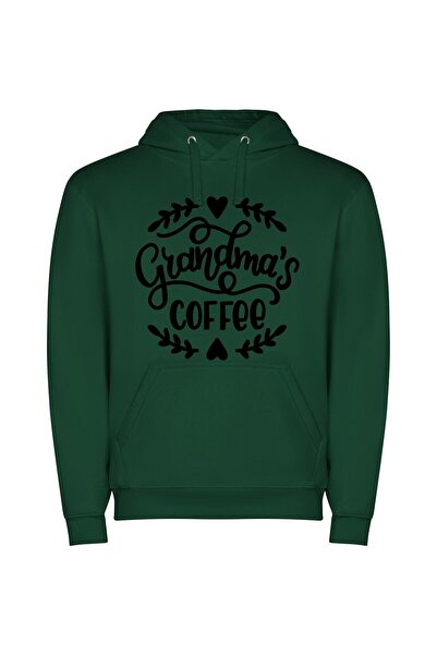 iLovePrints Grandma's Artisan Morning Brew Φούτερ με κουκούλα σε χρώμα Πράσινο