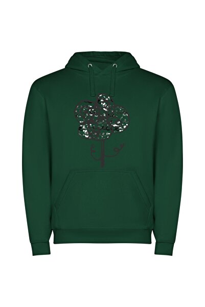 iLovePrints ''Elegant Floral Metal Sketch'' Φούτερ με κουκούλα σε χρώμα Πράσινο