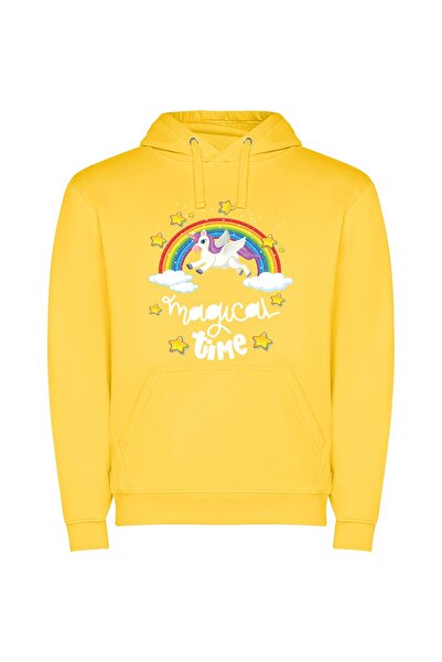 iLovePrints Enchanted Sky Ride Φούτερ με κουκούλα σε χρώμα Κίτρινο
