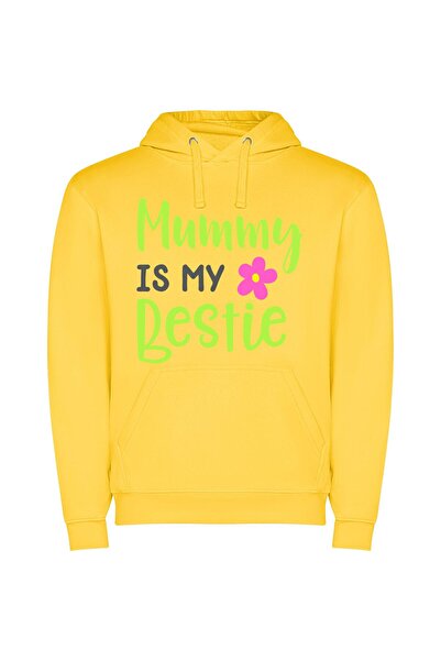 iLovePrints Tuma's Yummy Mummy Sign Φούτερ με κουκούλα σε χρώμα Κίτρινο