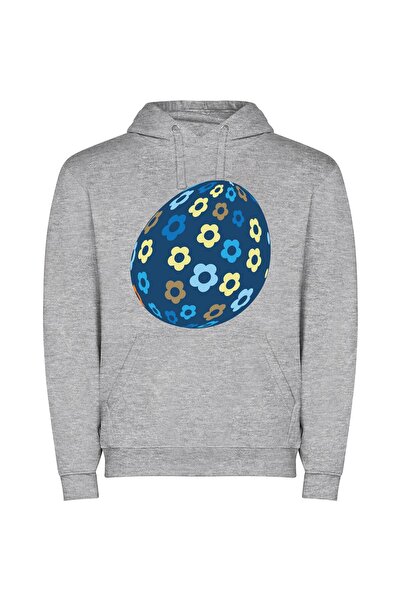 iLovePrints Floral Easter Egg Φούτερ με κουκούλα σε χρώμα Γκρι