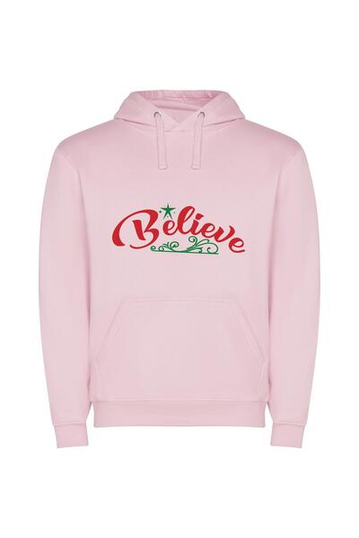 iLovePrints Festive Joy: Believe in Color Φούτερ με κουκούλα σε χρώμα Ροζ