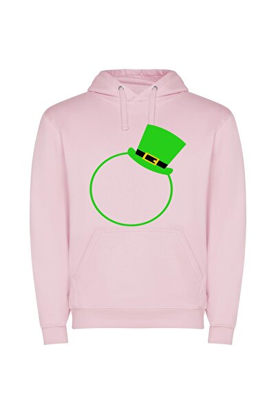 iLovePrints Emerald-Hued Tophat Elegance Φούτερ με κουκούλα σε χρώμα Ροζ