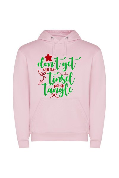 iLovePrints Angled Tinsel, Merry Don Φούτερ με κουκούλα σε χρώμα Ροζ