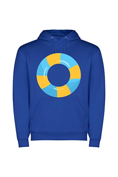 iLovePrints Round Aqua Haven Φούτερ με κουκούλα σε χρώμα Μπλε