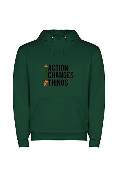 iLovePrints Action: Transforming the World Φούτερ με κουκούλα σε χρώμα Πράσινο