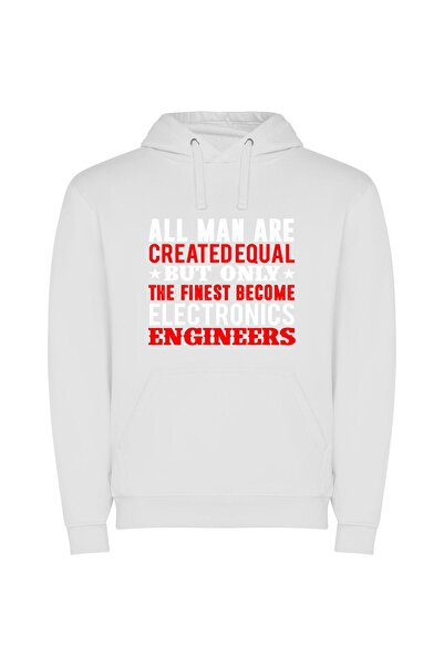 iLovePrints Equal Creation: Elite Engineering Φούτερ με κουκούλα σε χρώμα Λευκό