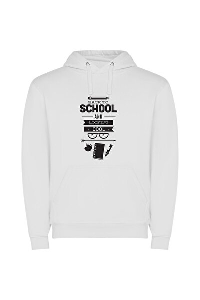 iLovePrints Cool Campus Vibes Φούτερ με κουκούλα σε χρώμα Λευκό