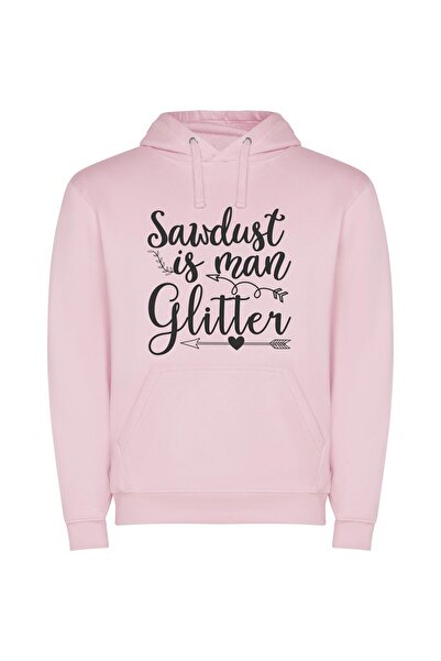 iLovePrints Glamorous Sandist Glitter Art Φούτερ με κουκούλα σε χρώμα Ροζ