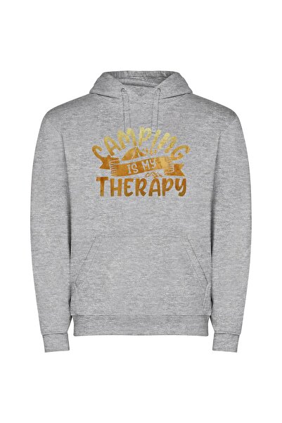 iLovePrints Therapeutic Camping Escape Φούτερ με κουκούλα σε χρώμα Γκρι