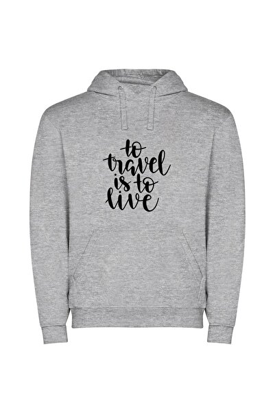 iLovePrints Art of True Travel Φούτερ με κουκούλα σε χρώμα Γκρι