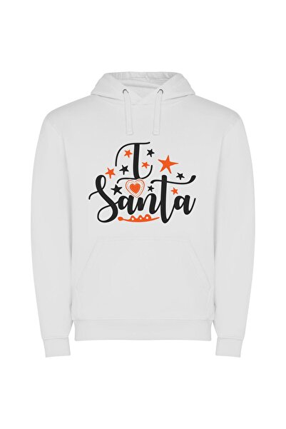 iLovePrints Santa's radiant beauty Φούτερ με κουκούλα σε χρώμα Λευκό