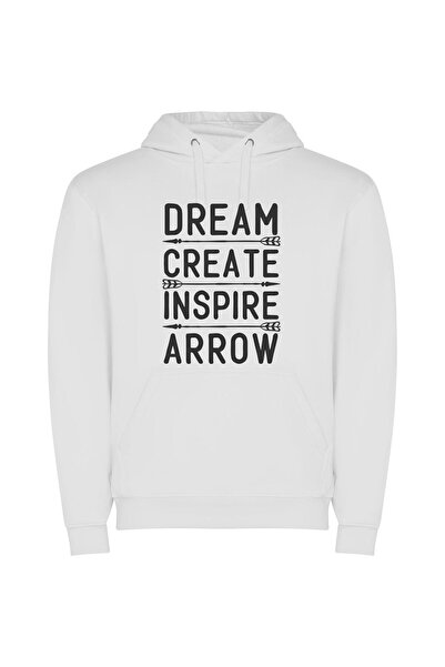 iLovePrints Dream Create Inspire Arrows Φούτερ με κουκούλα σε χρώμα Λευκό