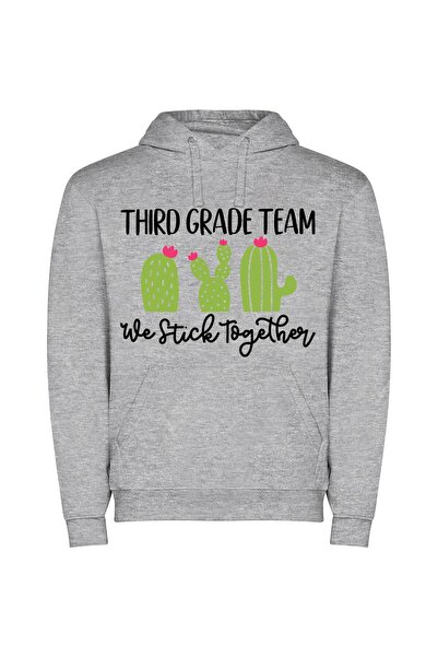 iLovePrints Unity in Third Grade Φούτερ με κουκούλα σε χρώμα Γκρι