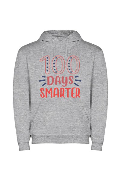 iLovePrints Colorful 100 Days Celebration Φούτερ με κουκούλα σε χρώμα Γκρι