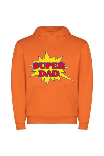 iLovePrints Super Dad Emblem Φούτερ με κουκούλα σε χρώμα Πορτοκαλί