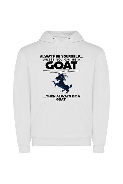 iLovePrints Whimsical Goat Escapade Φούτερ με κουκούλα σε χρώμα Λευκό