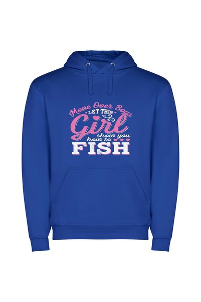 iLovePrints Femme Angling Mastery Φούτερ με κουκούλα σε χρώμα Μπλε