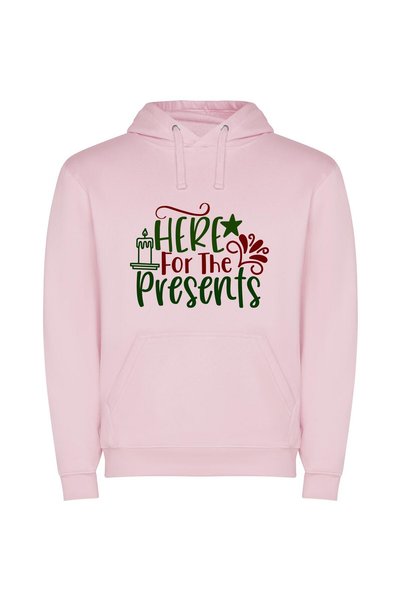 iLovePrints Joyous Onward: Presents Await! Φούτερ με κουκούλα σε χρώμα Ροζ
