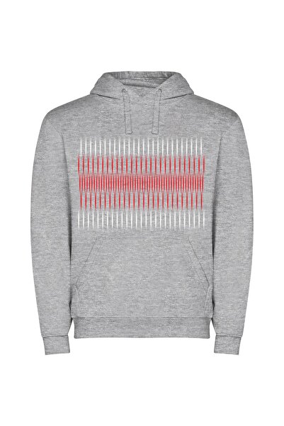 iLovePrints Symmetrical Phoenix: Black & Red Φούτερ με κουκούλα σε χρώμα Γκρι