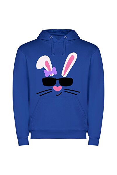 iLovePrints Feline Chic Eared Extravaganza Φούτερ με κουκούλα σε χρώμα Μπλε