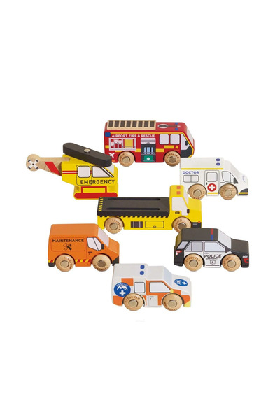 Le Toy Van Vehicule de urgență și elicopter 7 piese