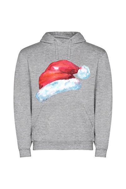 iLovePrints Festive Hatception: Digital Watercolor Φούτερ με κουκούλα σε χρώμ...