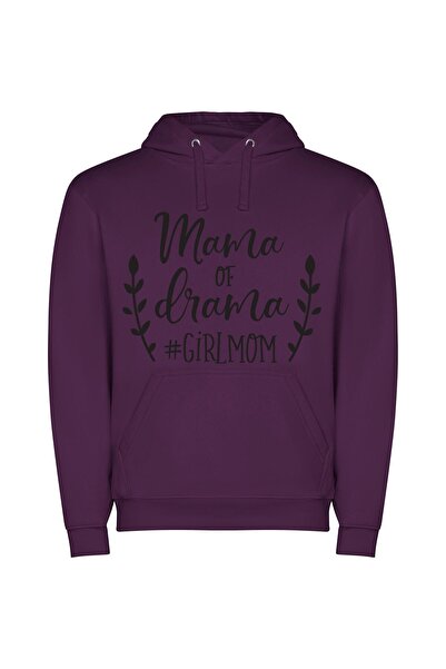 iLovePrints Dramatic Mom: High Drama Φούτερ με κουκούλα σε χρώμα Μωβ